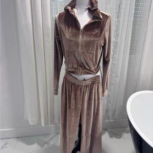 PINK Victoria's Secret Tan Velour Tracksuit